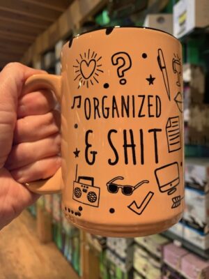 Prairie Chick organized & shit mug in orange
