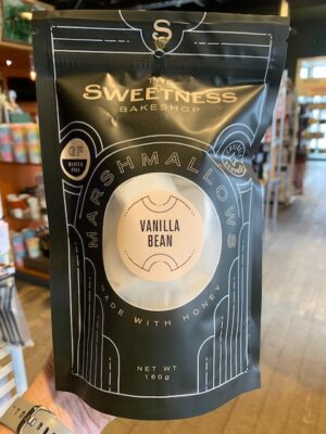 Sweetness Bakeshop Vanilla Bean Marshmallows in black bag