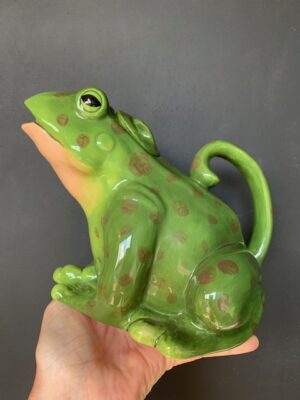 Blue Sky Clayworks Green Frog Teapot