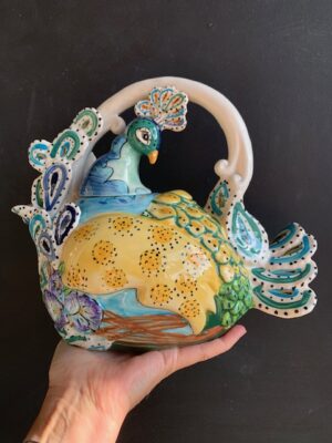 Blue Sky Clayworks Peacock Teapot