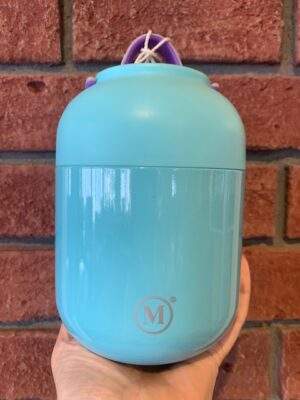 Thermal Food Jar Limpet, 700 mL is teal with sparkles and a teal plastic bowl lid. The lid has a pink & purple handle.