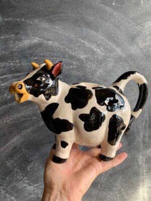 Blue Sky Clayworks Teapot Black & White Creamer Style cow