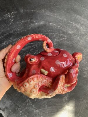 Blue Sky Clayworks Teapot Red Octopus