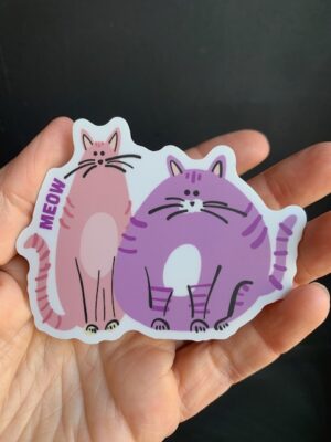 two Colourful cats in light and dark pink sticker