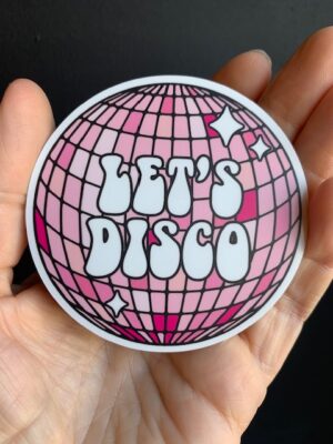 pink let's disco ball sticker