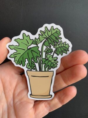 Sticker of a tree philodendron in a plant pot.