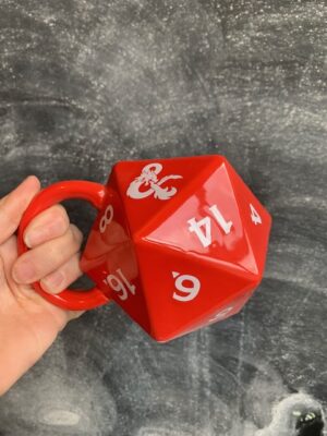 D&D Dungeons & Dragons 20 sided red dice mug