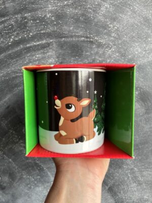 Rudolph the red nosed reindeer heat reactive mug in it's box.