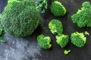 part of a head of broccoli and cut florets