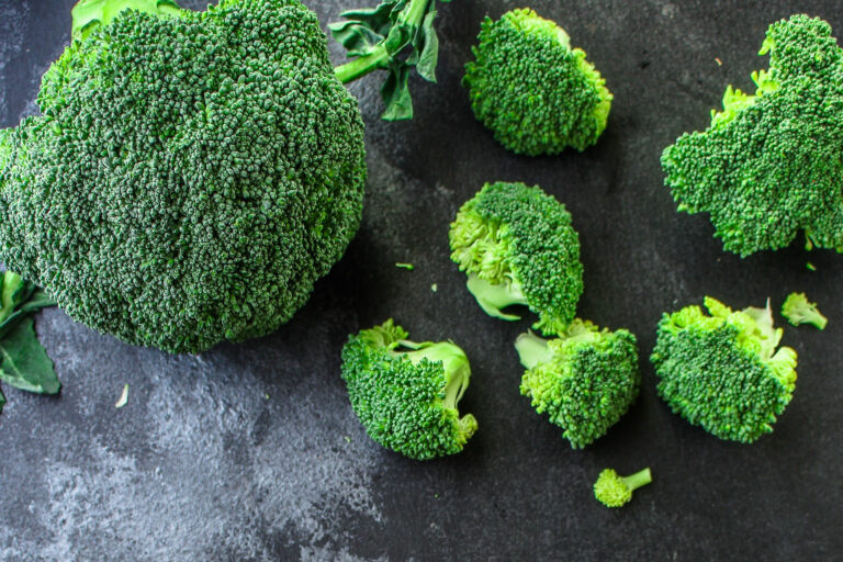 part of a head of broccoli and cut florets