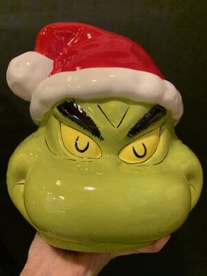 Dr. Seuss Grinch in a Santa Hat Cookie Jar