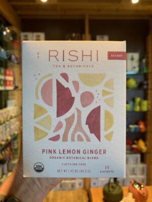 Rishi Pink Leon Ginger Herbal Tea bags at Cupper's Coffee