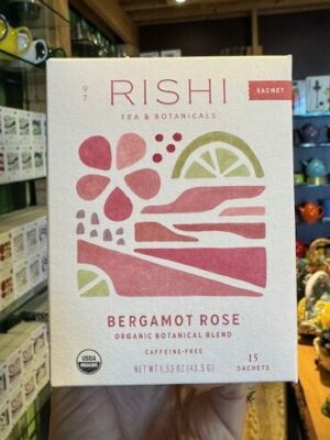 a box of Rishi Bergamot Rose Herbal Tea