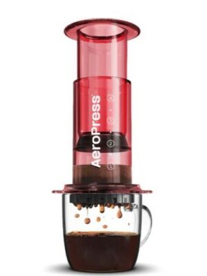 Aeropress Coffee Brewer Maker in clear Red