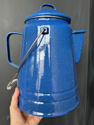 36 Cup blue enamel coffee boiler with wire handle
