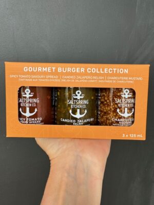 Saltspring Kitchen's Gourmet Burger Collection in a light orange box