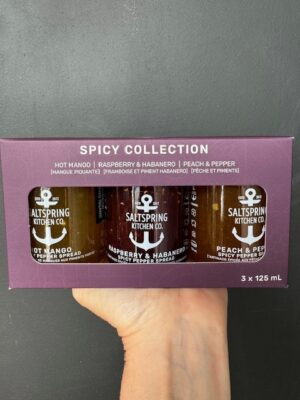 Saltspring Kitchen's Spicy Jams Collection in a purple box