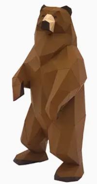 Poly Papercraft folded paper standing brown bear