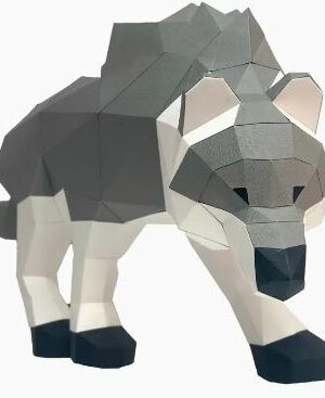 Poly Papercraft folded paper grey prowling wolf