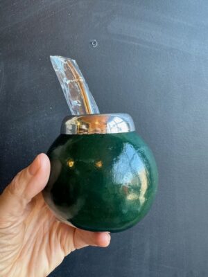Calabaza Yerba Mate Tea Gourd in Green with Bombilla Straw