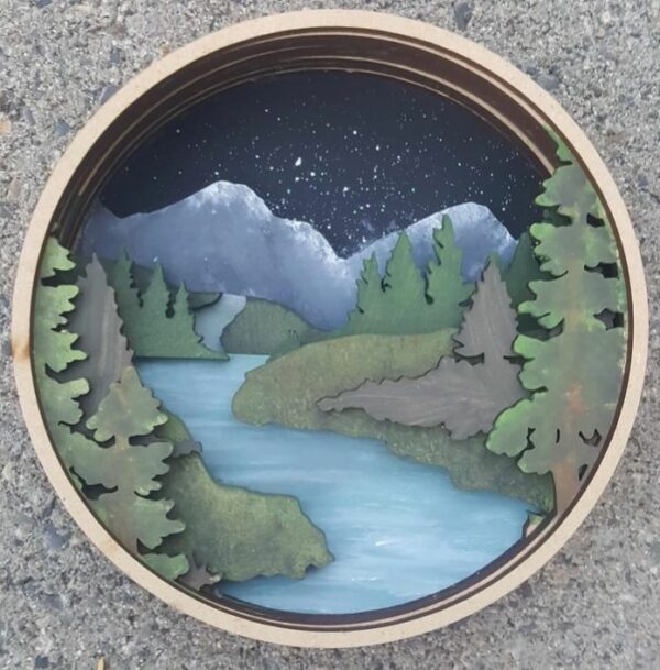 Shadow Box Forest River DYI Paint by numbers kit