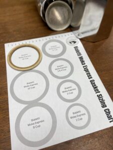 Picture of the Bialetti Moka Pot Gasket Sizing Chart