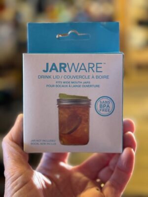 Jarware 2-in-1 drink lid for wide mouthed mason jars