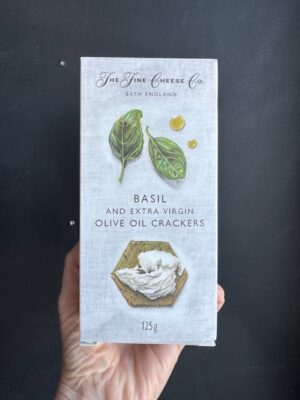 A box of Fine Cheese Co. EVOO Extra Virgin Olive Oil Crackers