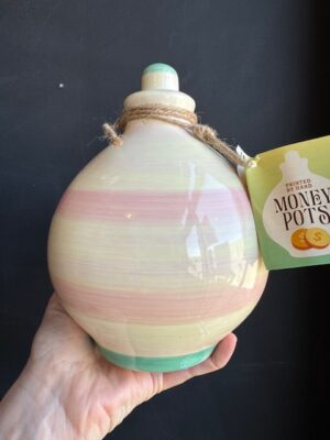 Money pot in Citrus Bloom, cream, green and pink
