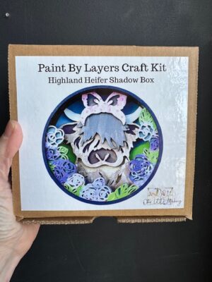 Shadow box kit paint by layers highland cow face heifer