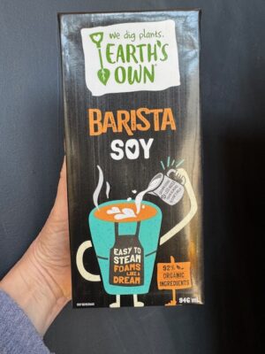 Earth's Own Barista Soy Milk in a tetrapak