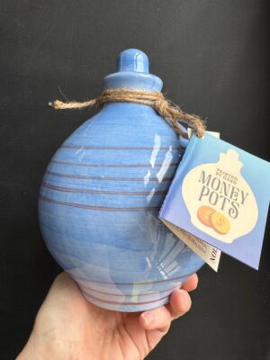 Money pot in midnight waves blue with grey lines