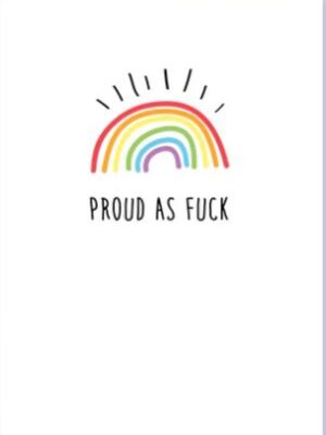Prairie Chick Cards with a rainbow and text "Proud as Fuck", blank inside