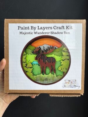 Shadow Box painting kit called Majestic Wanderer featuring a moose