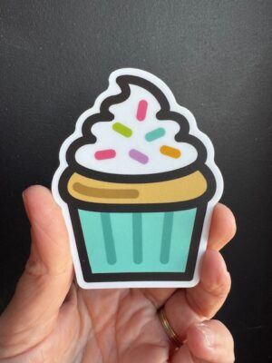 Vinyl sticker cupcake cartoon style