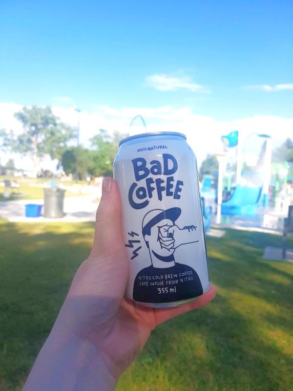 Bad Coffee can in front of the Henderson Lake Swimming Pool Spray Parl