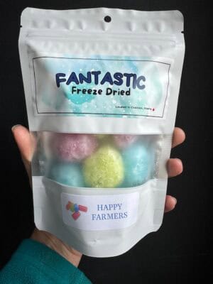a bag of Fantastic Freeze Dried Happy Farmers, or Jolly Ranchers