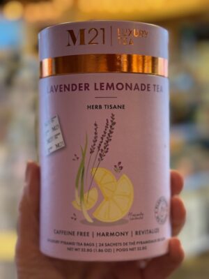 M21 Lavender Lemonade herbal tisane tea in a purple paper tin