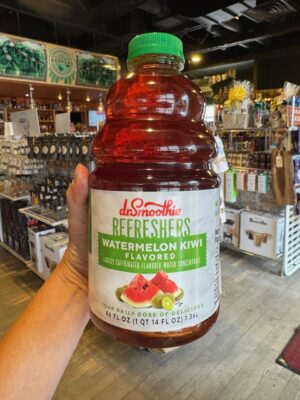 a bottle of Dr. Smoothie Watermelon Kiwi Refresher concentrate at Cupper's Coffee