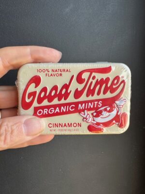 Good Time Organic Cinnamon Mints in a tin