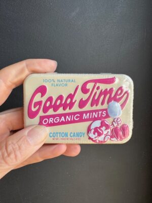Good Time Organic Cotton Candy Mints in a tin
