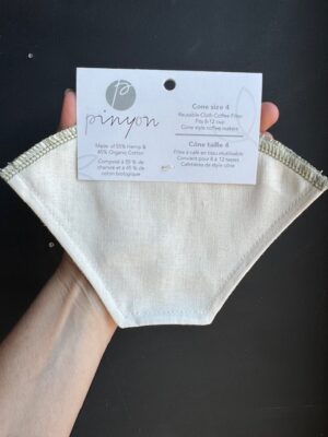 Pinyon cloth filter for a Size 4 cone coffee brewer