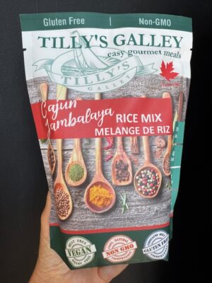a bag of Cajun Jamalaya rice mix by Tilly's Galley