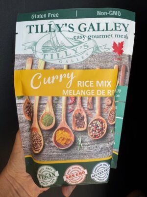 a bag of Curry Rice Mix by Tilly's Galley