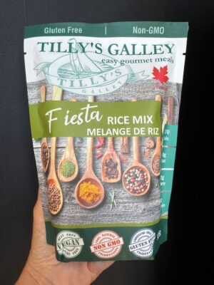 a bag of Fiesta Rice Mix by Tilly's Galley