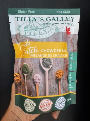 a bag of Fresh Catch Chowder Mix by Tilly's Galley