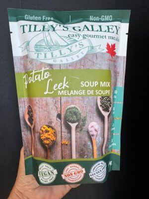 a bag of Potato Leek Soup Mix by Tilly's Galley