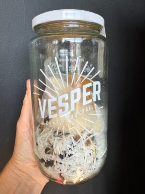 Vesper blueberry coconut margarita craft cocktail jar