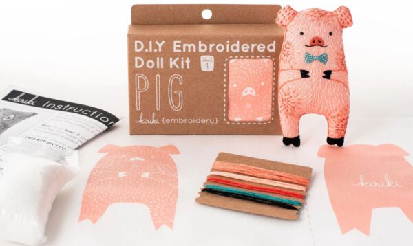 Kiriki Press Pig embroidery with all the parts out of the box