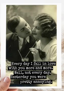 Raven's Rest Studio Card - Every Day I Fall in love with you more and more. Well, not every day. Yesterday you were pretty annoying.
